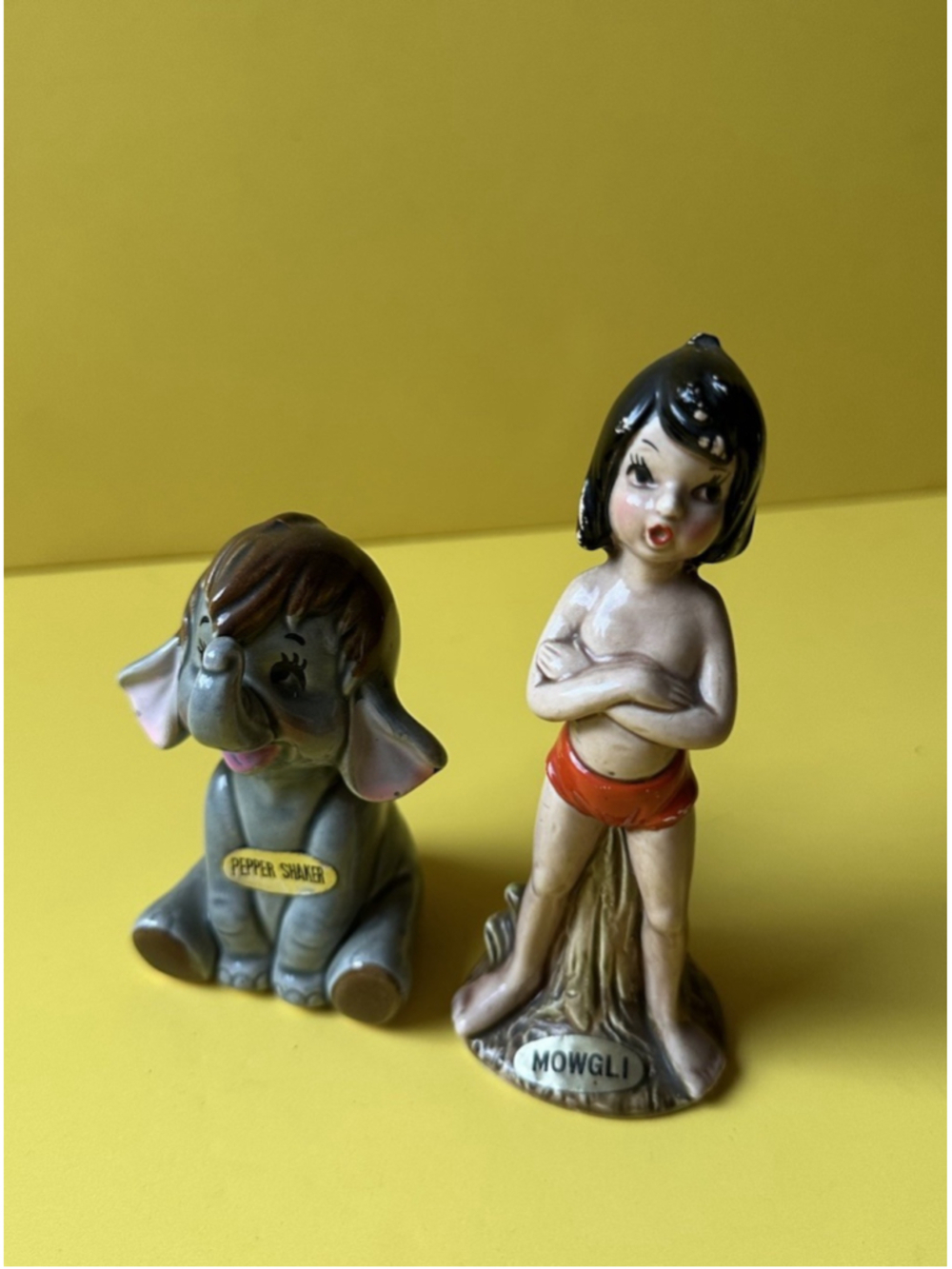 Vtg Jungle Book Mowgli Japan Set Salt And Pepper Shakers Set Of Two Disney Rare